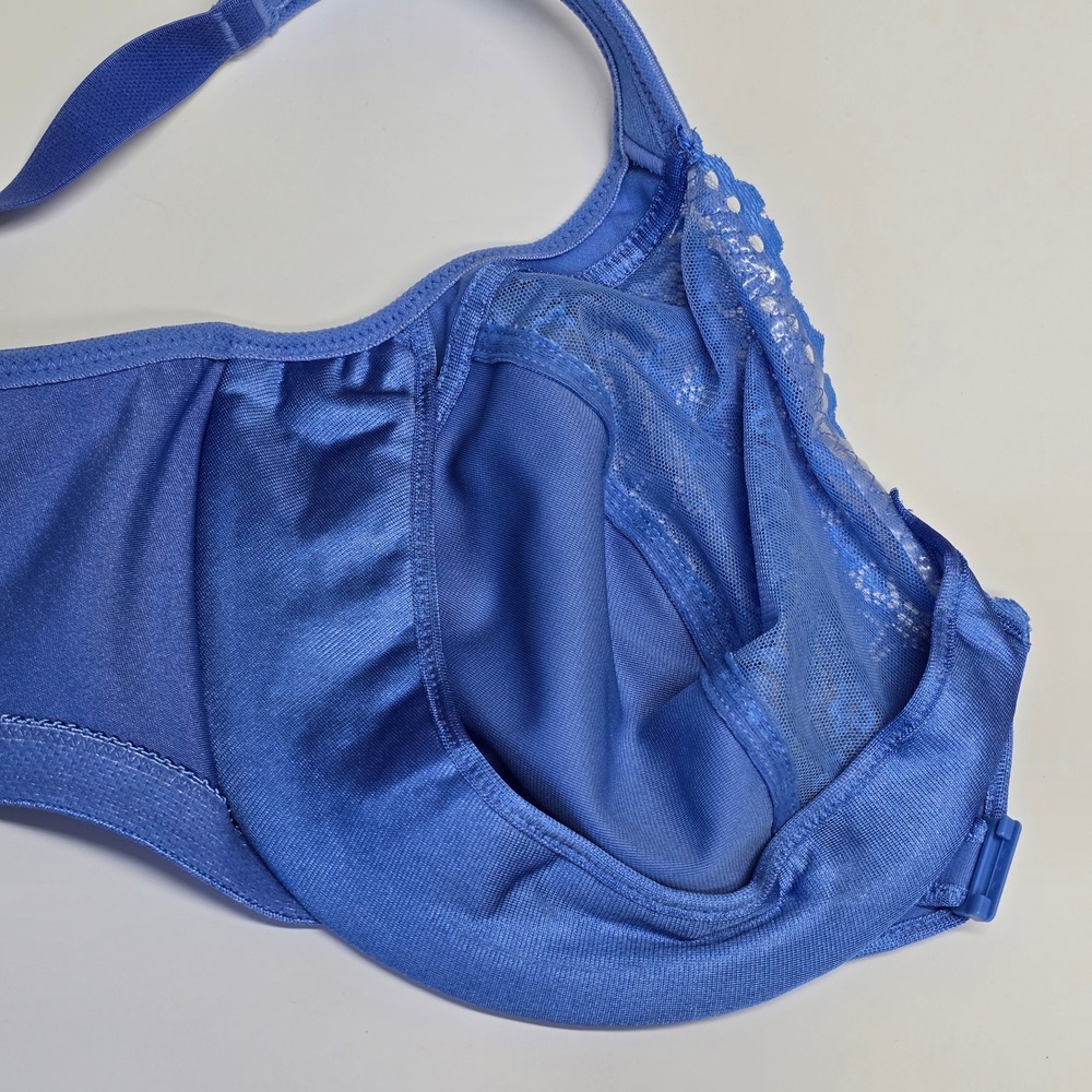 Glamorise Front Closure Underwire Bra Womens 36G Blue Lace Trim Feminine Classic - Picture 5 of 8